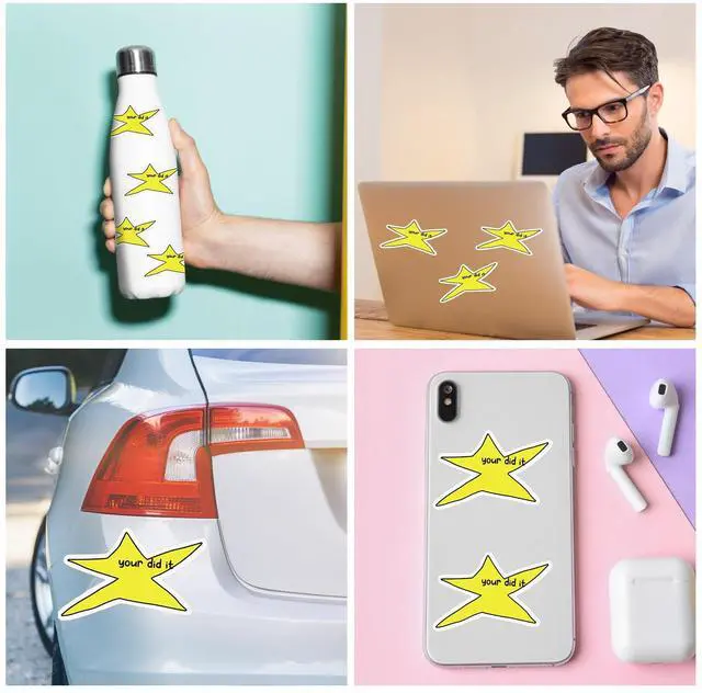 Alt view image 3 of 6 - 200 Pcs Your Did It Star Meme Sticker Bulk Funny Gold Star Decal Motivation Positive Waterproof Vinyl Die-Cut Sticker for Coworkers Student Gag Graduation Gifts Laptop Bottle Phone Cars