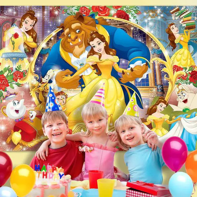 Alt view image 5 of 7 - Princess Backdrop, 7x5 FT Banner Background Cartoon Theme Birthday Party Supplies & Decor for Girls