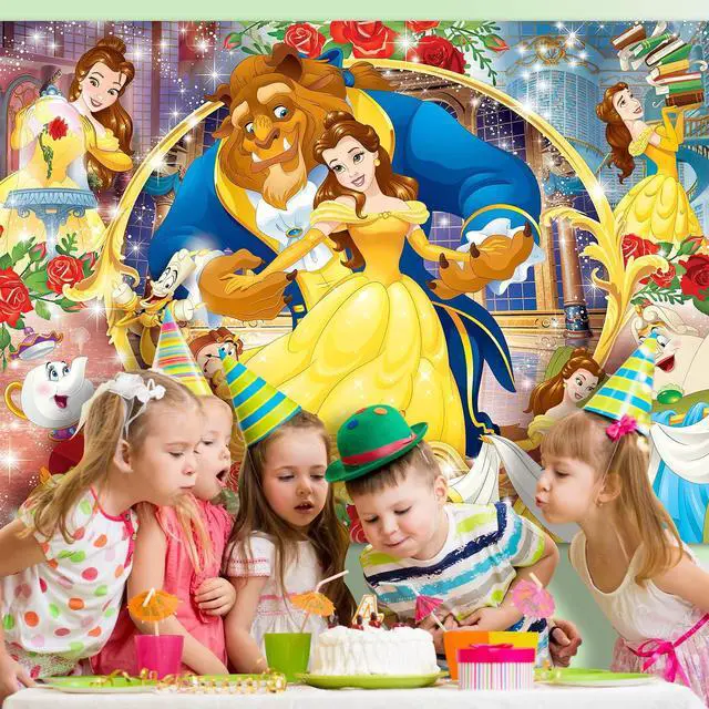 Alt view image 6 of 7 - Princess Backdrop, 7x5 FT Banner Background Cartoon Theme Birthday Party Supplies & Decor for Girls
