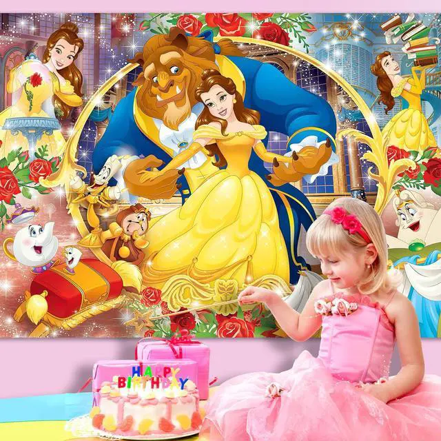 Alt view image 7 of 7 - Princess Backdrop, 7x5 FT Banner Background Cartoon Theme Birthday Party Supplies & Decor for Girls