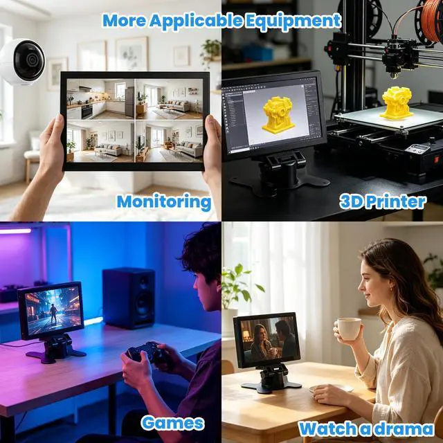 Alt view image 6 of 7 - Mini Monitor 7 Inch Screen HDMI, Portable Vga Monitor with AV BNC, 1024×600 LCD Small Screen with Built-in Speakers, 178° View Angle IPS, Multi-Function Small Display for Raspberry Pi PC/TV/DVD/CVBS