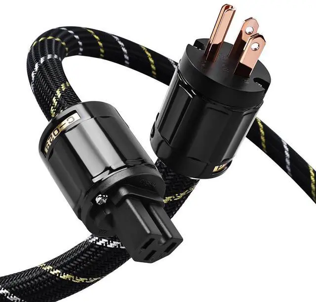 Main image of 3.28ft Audiophile HiFi Power Cable-7 AWG,4N Oxygen-Free Copper Cores,Power Audio Cable,with Nylon Braid,3 Prong Power Cord,NEMA 5-15P to C13 Power Cord(3.28ft/1m)