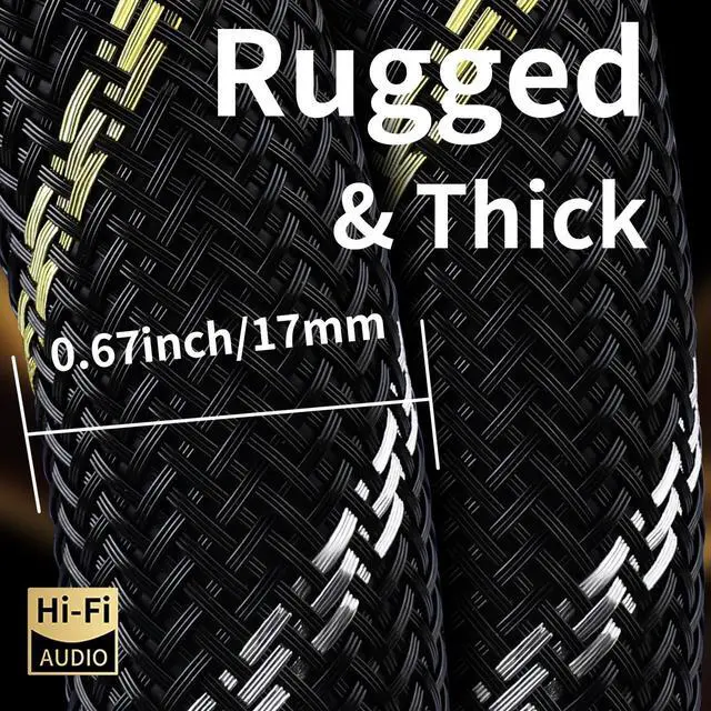 Alt view image 4 of 7 - 3.28ft Audiophile HiFi Power Cable-7 AWG,4N Oxygen-Free Copper Cores,Power Audio Cable,with Nylon Braid,3 Prong Power Cord,NEMA 5-15P to C13 Power Cord(3.28ft/1m)