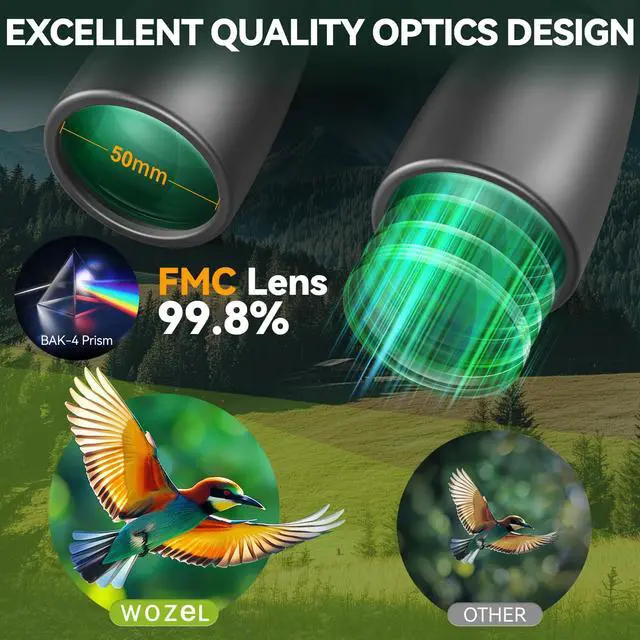Alt view image 3 of 7 - 12-36X50 High Powered Zoom Binoculars for Adults - HD Professional Binoculars with Large Vision - Waterproof Binocular with Low Light for Bird Watching Travel Hunting Sports Cruise Outdoor