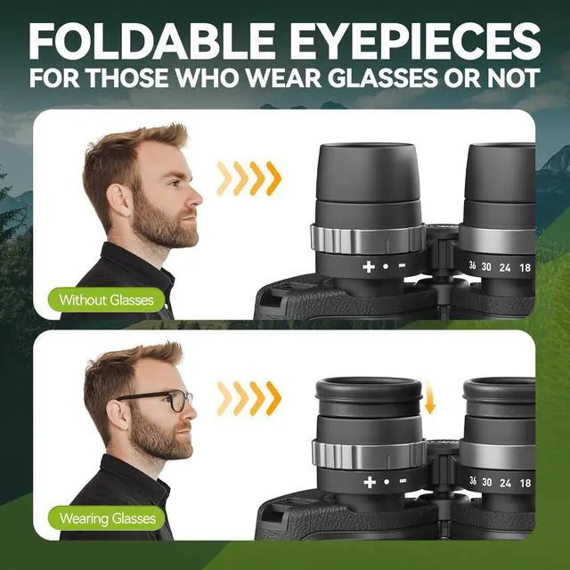 Alt view image 7 of 7 - 12-36X50 High Powered Zoom Binoculars for Adults - HD Professional Binoculars with Large Vision - Waterproof Binocular with Low Light for Bird Watching Travel Hunting Sports Cruise Outdoor