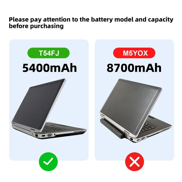 Alt view image 5 of 7 - 60WH T54FJ Laptop Battery for Latitude E6440 E6430 E6420 E6520 E6530 E6540 E5430 E5520 E5530 E5420 Inspiron 4420 4520 4720 5420 5520 5720 7420 7520 7720 M421R M521R Vostro 3460 3560 M5Y0X N3X1D 8858X