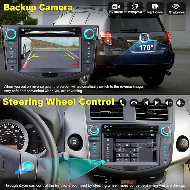 Alt view image 7 of 7 - Car Radio for Toyota RAV4 2007 2008 2009 2010 2011 2012, 7-inch Touch Screen Stereo Support CD/DVD,CarPlay&Android Auto, Bluetooth5.2&Voice Control, Backup Camera& SWC,AM/FM Car Radio Receiver