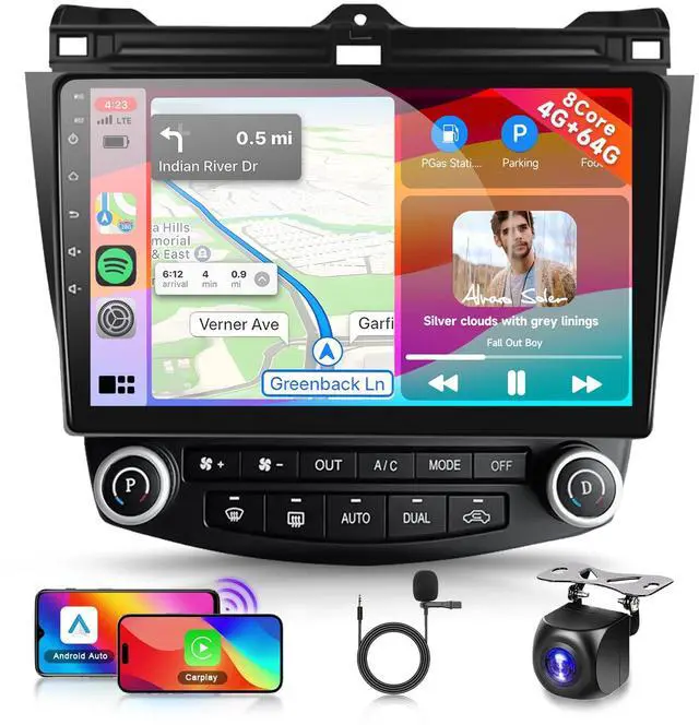 Main image of 5/6GhzWiFi,for Honda Accord 7th 2003-2007 Car Stereo Radio with Snapdragon 8Core 4GB+64GB,10.1 Inch IPS Touchscreen Wireless Carplay/Android Auto DSP Hi-Res GPS Android 13 FM/RDS SWC Camera