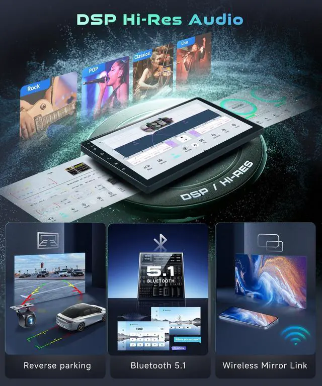 Alt view image 5 of 7 - 5/6GhzWiFi,for Honda Accord 7th 2003-2007 Car Stereo Radio with Snapdragon 8Core 4GB+64GB,10.1 Inch IPS Touchscreen Wireless Carplay/Android Auto DSP Hi-Res GPS Android 13 FM/RDS SWC Camera