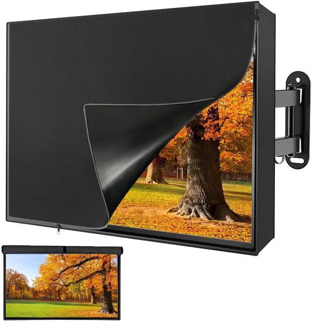 Main image of All-Weather outdoor tv cover 55 inch weatherproof for 5255" Outdoor TVs, 600D Oxford PU-Coated Waterproof Dustproof Sunproof outdoor tv cover, Front Zipper Roll-Up Design