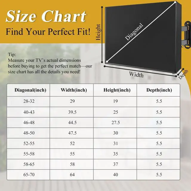 Alt view image 2 of 7 - All-Weather outdoor tv cover 55 inch weatherproof for 5255" Outdoor TVs, 600D Oxford PU-Coated Waterproof Dustproof Sunproof outdoor tv cover, Front Zipper Roll-Up Design