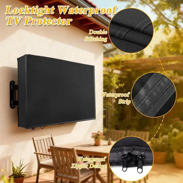 Alt view image 4 of 7 - All-Weather outdoor tv cover 55 inch weatherproof for 5255" Outdoor TVs, 600D Oxford PU-Coated Waterproof Dustproof Sunproof outdoor tv cover, Front Zipper Roll-Up Design
