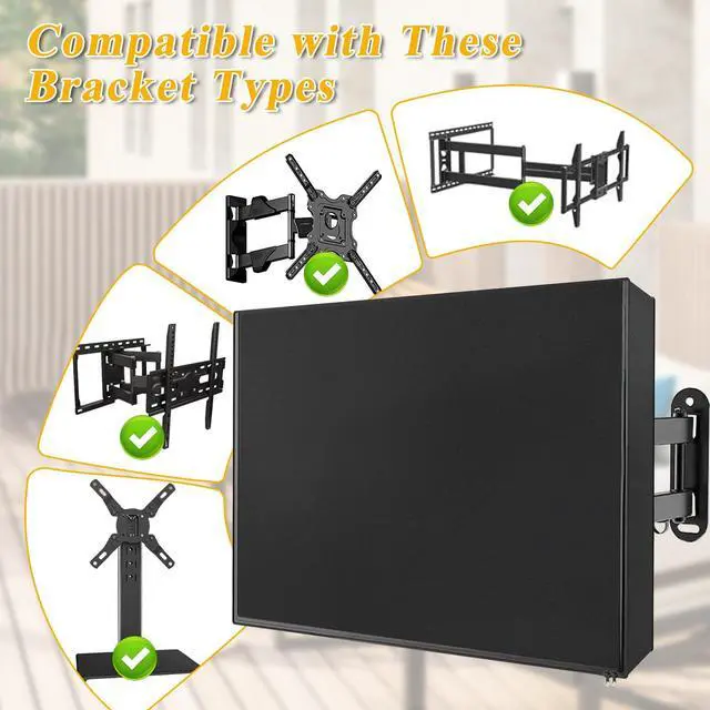 Alt view image 6 of 7 - All-Weather outdoor tv cover 55 inch weatherproof for 5255" Outdoor TVs, 600D Oxford PU-Coated Waterproof Dustproof Sunproof outdoor tv cover, Front Zipper Roll-Up Design