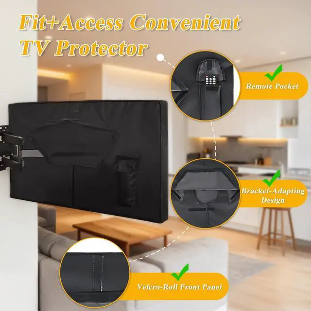 Alt view image 5 of 7 - All-Weather outdoor tv cover 55 inch weatherproof for 5255" Outdoor TVs, 600D Oxford PU-Coated Waterproof Dustproof Sunproof outdoor tv cover, Front Zipper Roll-Up Design