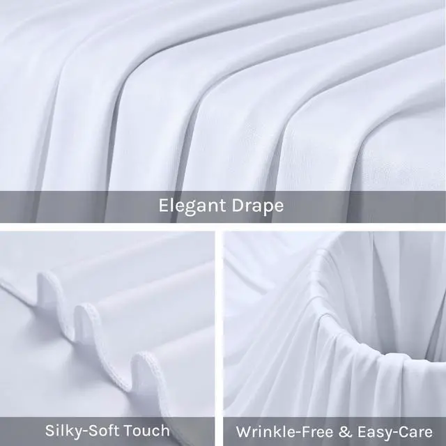 Alt view image 6 of 7 - 20x20ft White Ceiling Drapes for Wedding, 4 Panels 5×20ft Wrinkle-Free Silky Draping Fabric Ceiling Curtains for Tent Canopy Church Event Reception Stage Backdrop