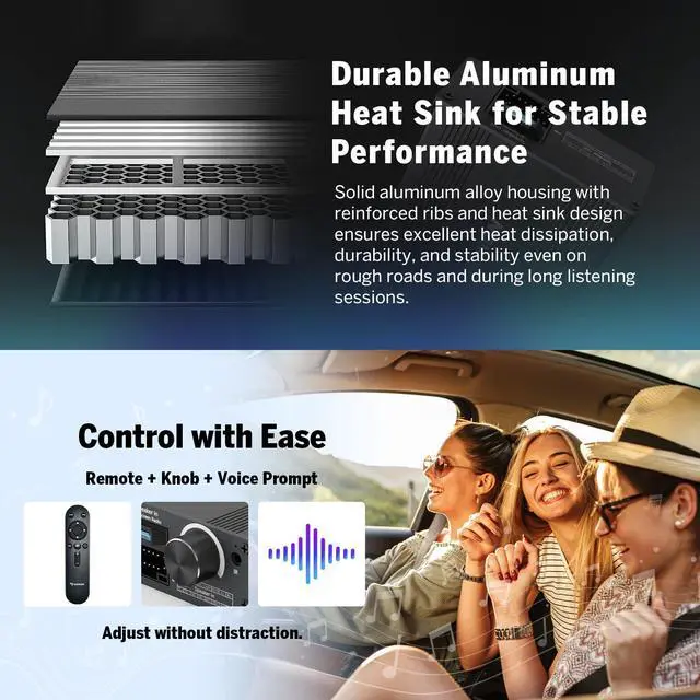 Alt view image 6 of 7 - A304 16-Pin Car DSP Amplifier 4x50W Digital Sound Processor | Built-in equalizer with bass treble adjustment,Bass/Treble/EQ Adjust, Plug and Play Remote Control & Voice Prompt