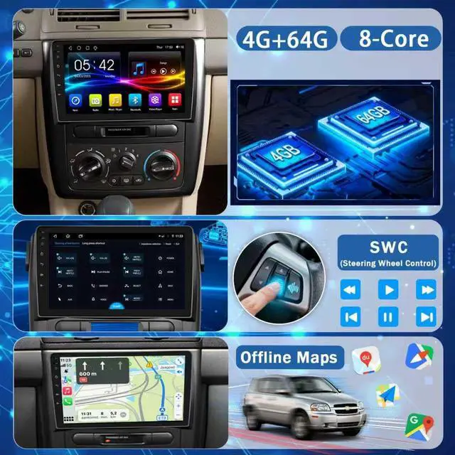 Alt view image 5 of 7 - 4+64G Car Radio for Chevrolet Cobalt 9 inch Touch Screen 2005 2006 2007 2008 2009 2010 Stereo,Wireless Carplay/WiFi/Bluetooth/EQ Audio/Andriod Auto/AM/FM/Navigation/AHD Camera