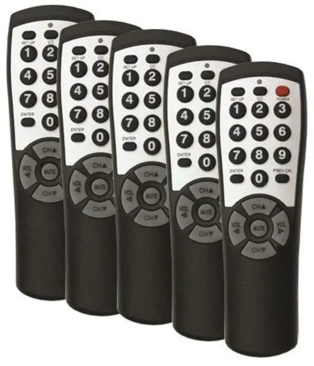 Main image of 5-Pack Brightstar BR100B Universal TV Remote
