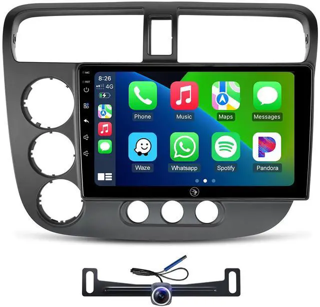 Main image of Car Radio Stereo for Honda Civic 2001-2005, Wireless CarPlay Android Auto 9 Inch Linux Touch Screen Navigation Head Unit Bluetooth FM/AM