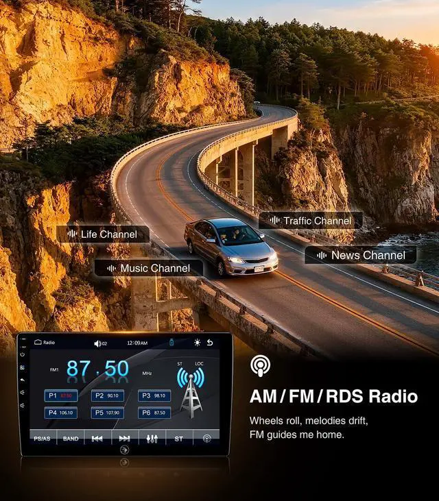 Alt view image 6 of 7 - Car Radio Stereo for Honda Civic 2001-2005, Wireless CarPlay Android Auto 9 Inch Linux Touch Screen Navigation Head Unit Bluetooth FM/AM