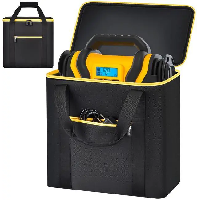 Main image of Jump Starter Hard Case for DEWALT DXAEPS14 2000 Peak, Car Emergency Bag | Pocket Stores Clamps Cables Accessories, Keeps Battery Booster Protected For Drivers, Road Trips And Trunk Kits, Bag Only