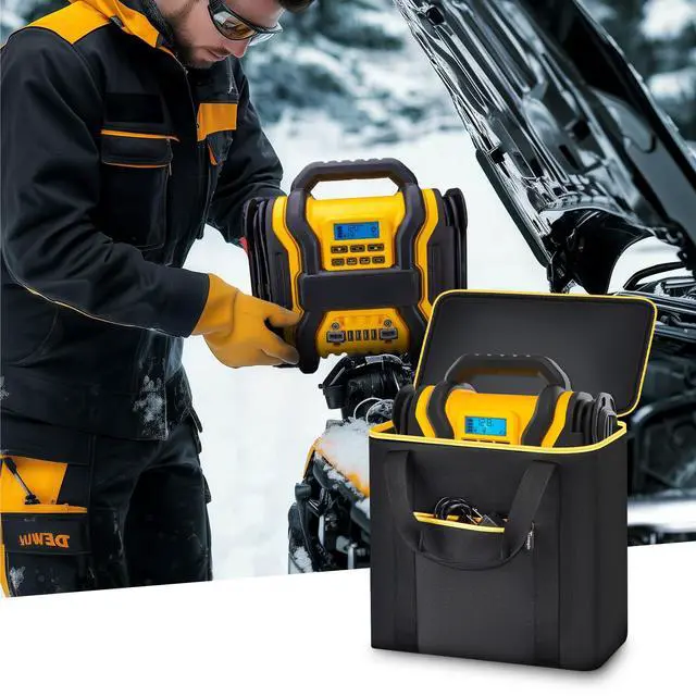 Alt view image 7 of 7 - Jump Starter Hard Case for DEWALT DXAEPS14 2000 Peak, Car Emergency Bag | Pocket Stores Clamps Cables Accessories, Keeps Battery Booster Protected For Drivers, Road Trips And Trunk Kits, Bag Only