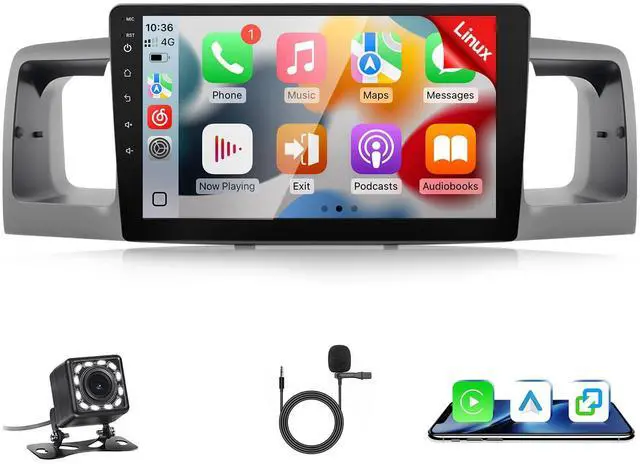 Main image of Fast Boot Linux Car Stereo for Toyota Corolla 2003 2004 2005 2006 2007 2008, 9Inch IPS Screen for Corolla with Carplay Android Auto Backup Camera SWC (for Toyota Corolla 2003-2008)