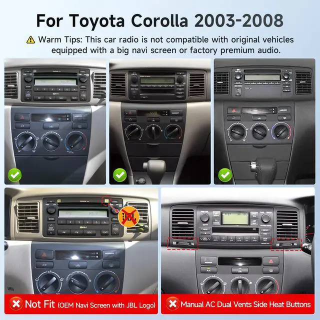 Alt view image 3 of 7 - Fast Boot Linux Car Stereo for Toyota Corolla 2003 2004 2005 2006 2007 2008, 9Inch IPS Screen for Corolla with Carplay Android Auto Backup Camera SWC (for Toyota Corolla 2003-2008)