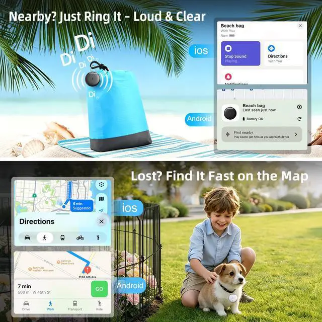 Alt view image 3 of 6 - Air Tags for Android, Air Tags-4 Pack Work Compatible with Apple Find My & Google's Find Hub, Smart Tag Item Finders IP68 Waterproof Replaceable Battery for Wallet, Luggage, Backpack, Keys (2026 New)