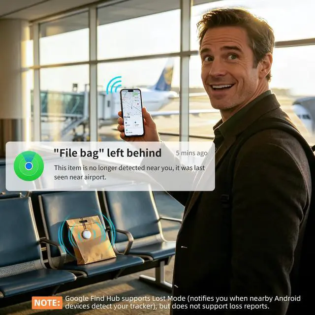 Alt view image 4 of 6 - Air Tags for Android, Air Tags-4 Pack Work Compatible with Apple Find My & Google's Find Hub, Smart Tag Item Finders IP68 Waterproof Replaceable Battery for Wallet, Luggage, Backpack, Keys (2026 New)