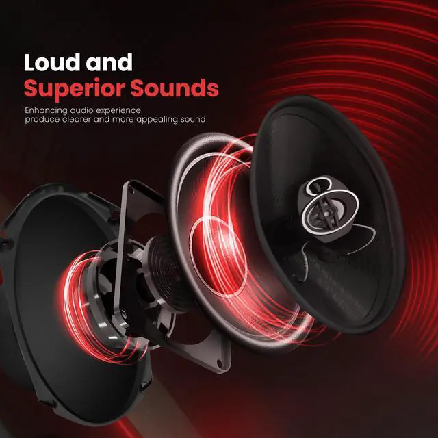 Alt view image 5 of 7 - 3-Way Universal Car Stereo Speakers - 300W 4" x 10" Triaxial Loud Pro Audio Car Speaker Universal OEM Quick Replacement Component Speaker Vehicle Door/Side Panel Mount Compatible, PL410BK (Pair)