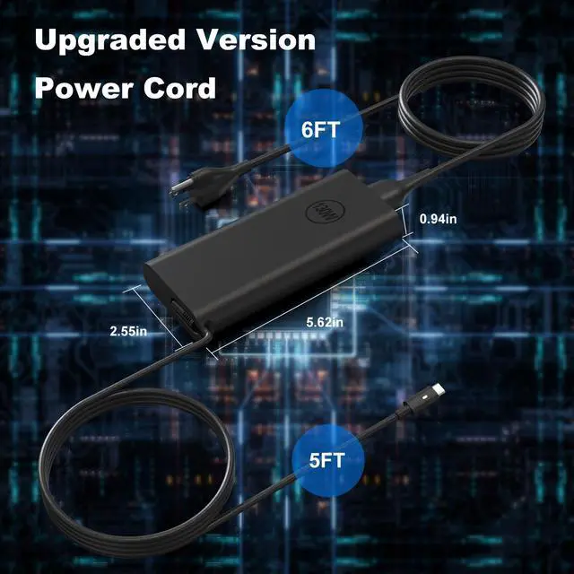 Alt view image 2 of 7 - Replacement for Dell 130W Laptop Charger USB C Computer XPS 15 17 9575 9500 9510 9520 9530 9700 9710 9720 9730,Precision 5470 5480 5550 5560 5570 3560 3570 3571 2in1,Latitude Type C Power Cord Adapter