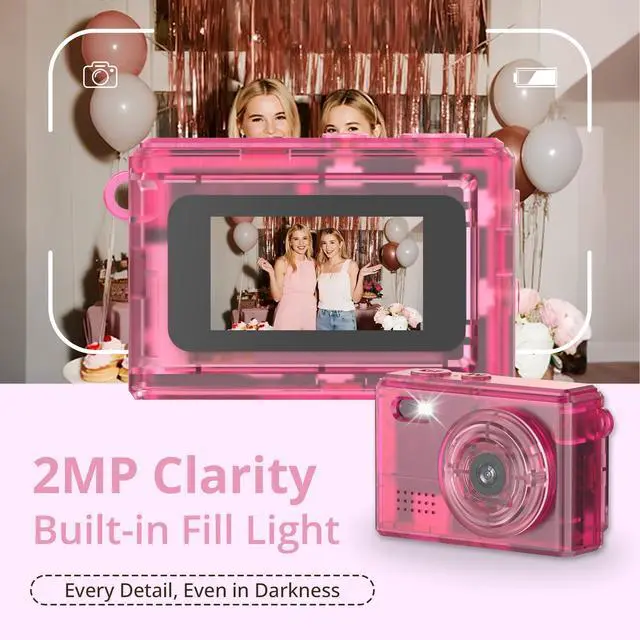 Alt view image 2 of 7 - Y2K Mini Pink Keychain Camera, 1080P HD & 2MP, 32GB Card | 5 Filters & Flash, 0.96" Display, OTG Adapter for Android, Mini Wearable Pendant for Travel/Vlog/Night Shots, Ideal Gift