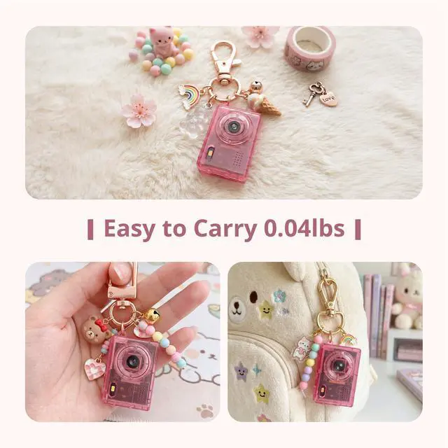 Alt view image 6 of 7 - Y2K Mini Pink Keychain Camera, 1080P HD & 2MP, 32GB Card | 5 Filters & Flash, 0.96" Display, OTG Adapter for Android, Mini Wearable Pendant for Travel/Vlog/Night Shots, Ideal Gift