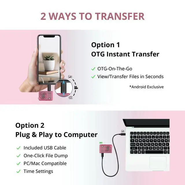 Alt view image 5 of 7 - Y2K Mini Pink Keychain Camera, 1080P HD & 2MP, 32GB Card | 5 Filters & Flash, 0.96" Display, OTG Adapter for Android, Mini Wearable Pendant for Travel/Vlog/Night Shots, Ideal Gift
