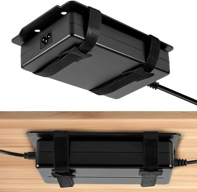 Main image of Universal Metal Laptop Charger Holder, Adjustable Under Desk Power Brick Mount Organizer for Charging Bricks & Cables Space Saving Power Adapters Mount, Secure Supply Holder for Laptop Chargers,Black