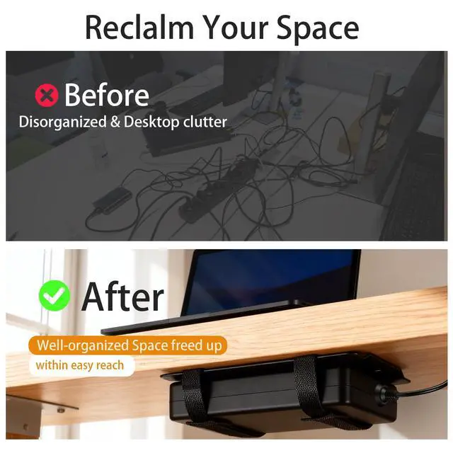 Alt view image 7 of 7 - Universal Metal Laptop Charger Holder, Adjustable Under Desk Power Brick Mount Organizer for Charging Bricks & Cables Space Saving Power Adapters Mount, Secure Supply Holder for Laptop Chargers,Black