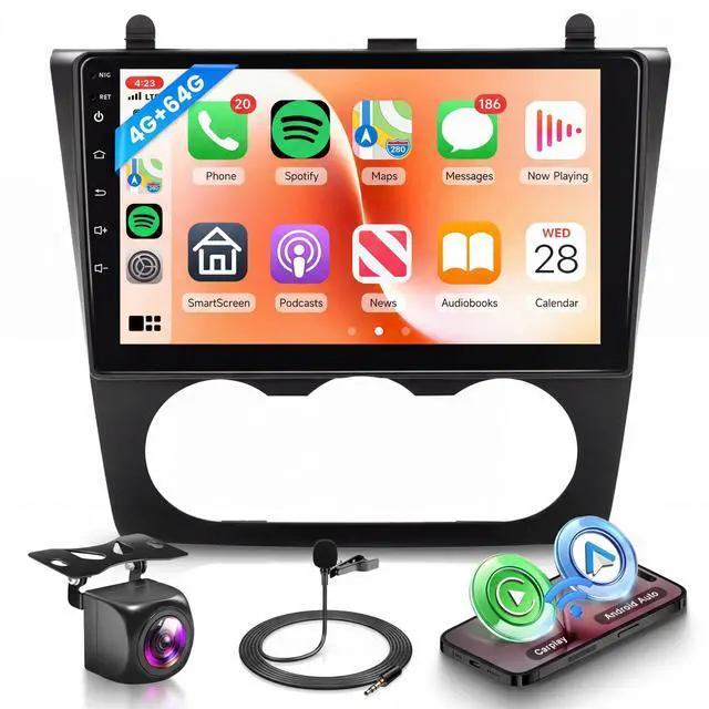 Main image of Android Car Stereo for Nissan Altima 2008-2012 with Wireless CarPlay Android Auto, 4Core 4G+64G 9 Inch Touchscreen Car Radio Mirror Link GPS Navigation WiFi Bluetooth FM RDS EQ SWC