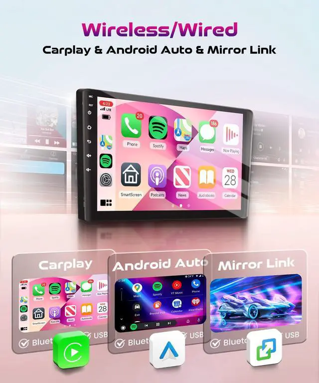Alt view image 3 of 7 - Android Car Stereo for Nissan Altima 2008-2012 with Wireless CarPlay Android Auto, 4Core 4G+64G 9 Inch Touchscreen Car Radio Mirror Link GPS Navigation WiFi Bluetooth FM RDS EQ SWC