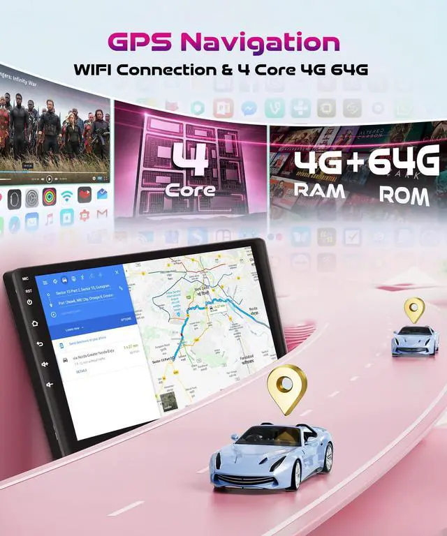 Alt view image 4 of 7 - Android Car Stereo for Nissan Altima 2008-2012 with Wireless CarPlay Android Auto, 4Core 4G+64G 9 Inch Touchscreen Car Radio Mirror Link GPS Navigation WiFi Bluetooth FM RDS EQ SWC