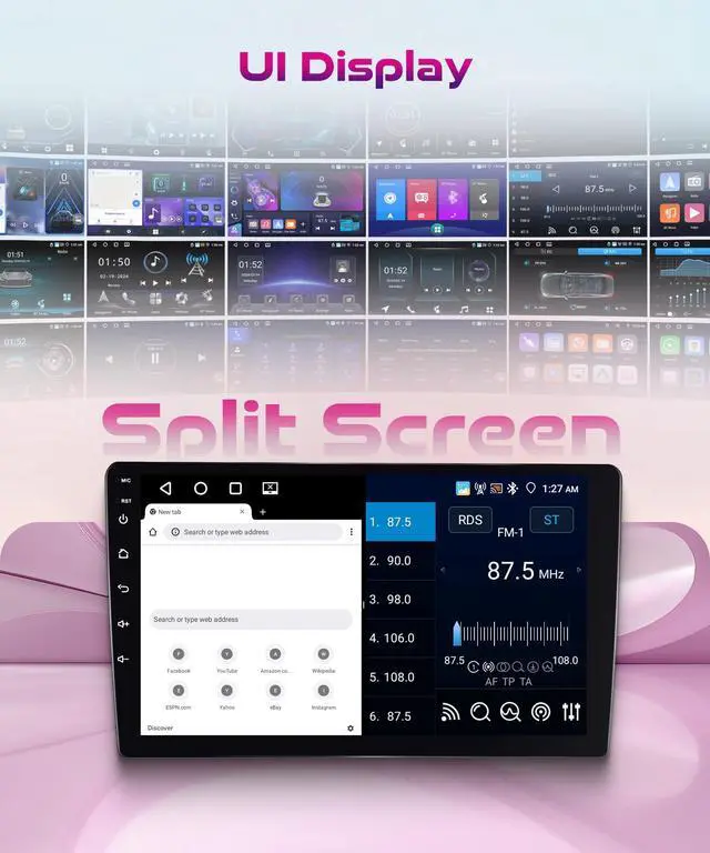 Alt view image 7 of 7 - Android Car Stereo for Nissan Altima 2008-2012 with Wireless CarPlay Android Auto, 4Core 4G+64G 9 Inch Touchscreen Car Radio Mirror Link GPS Navigation WiFi Bluetooth FM RDS EQ SWC