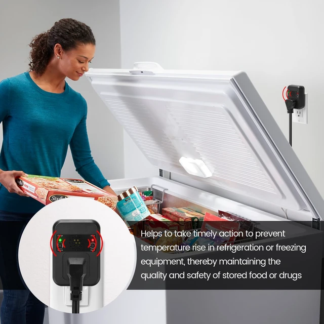 Alt view image 7 of 7 - Power Outage Alarm with LED Indicator Lights and 80-120dB Adjustable Alarm, Perfect for Monitoring Refrigerators, Freezers & Sewage