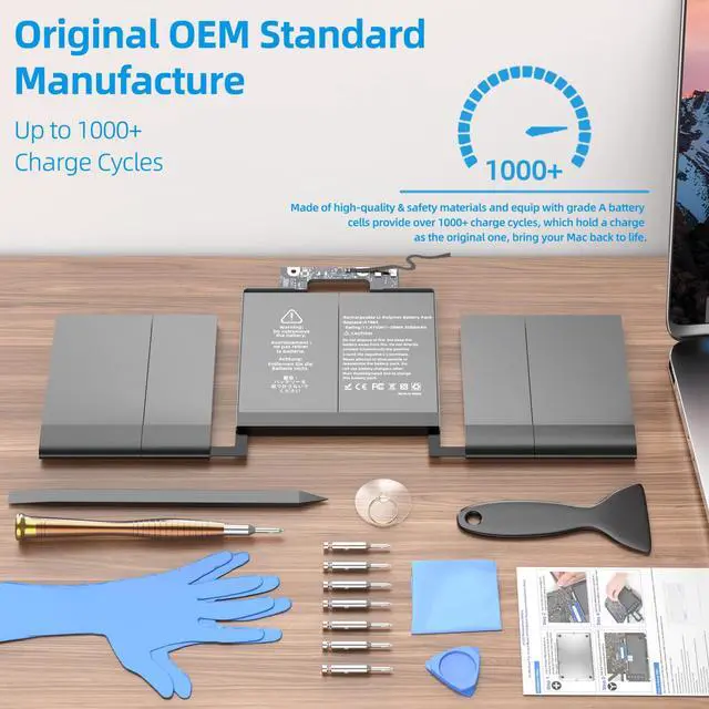 Alt view image 3 of 6 - A1989 A2251 Battery Replacement, A1964 Battery for MacBook Pro 13 inch A1989 (Mid 2018 2019) A2251 (2020) EMC 3214 3358 3348 Model Identifier MacBookPro15,2 / MacBookPro16,2