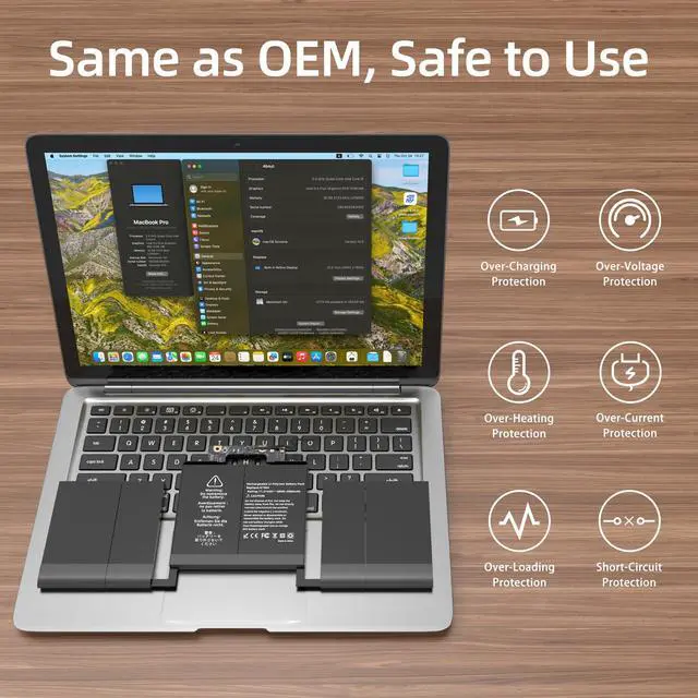 Alt view image 5 of 6 - A1989 A2251 Battery Replacement, A1964 Battery for MacBook Pro 13 inch A1989 (Mid 2018 2019) A2251 (2020) EMC 3214 3358 3348 Model Identifier MacBookPro15,2 / MacBookPro16,2