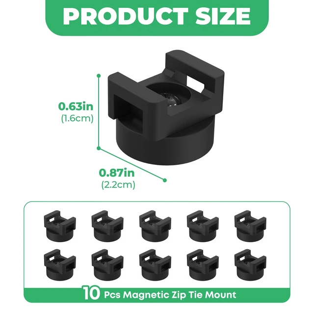 Alt view image 4 of 7 - Magnetic Zip Tie Mount, 25LBS Strong Magnetic Wire Holder, Multipurpose Magnet Zip Tie Mount, Waterproof Magnet Cable Tie Holders for Home Office Marine Automotive Electrical Wiring Management
