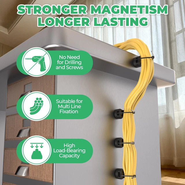 Alt view image 5 of 7 - Magnetic Zip Tie Mount, 25LBS Strong Magnetic Wire Holder, Multipurpose Magnet Zip Tie Mount, Waterproof Magnet Cable Tie Holders for Home Office Marine Automotive Electrical Wiring Management