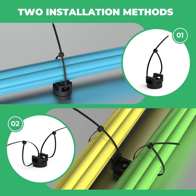 Alt view image 6 of 7 - Magnetic Zip Tie Mount, 25LBS Strong Magnetic Wire Holder, Multipurpose Magnet Zip Tie Mount, Waterproof Magnet Cable Tie Holders for Home Office Marine Automotive Electrical Wiring Management