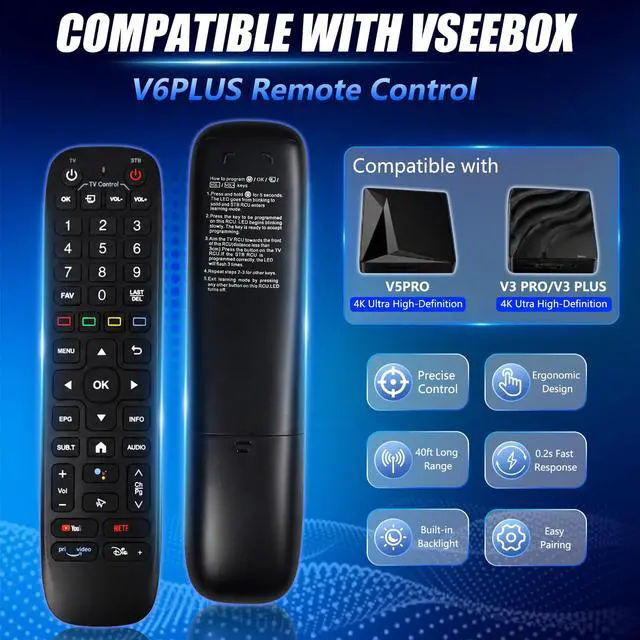 Alt view image 2 of 7 - New Backlight V6 Plus Voice Remote Control, Compatible with vSeeBox V6 Plus Intelligent Bluetooth Voice Remote Control
