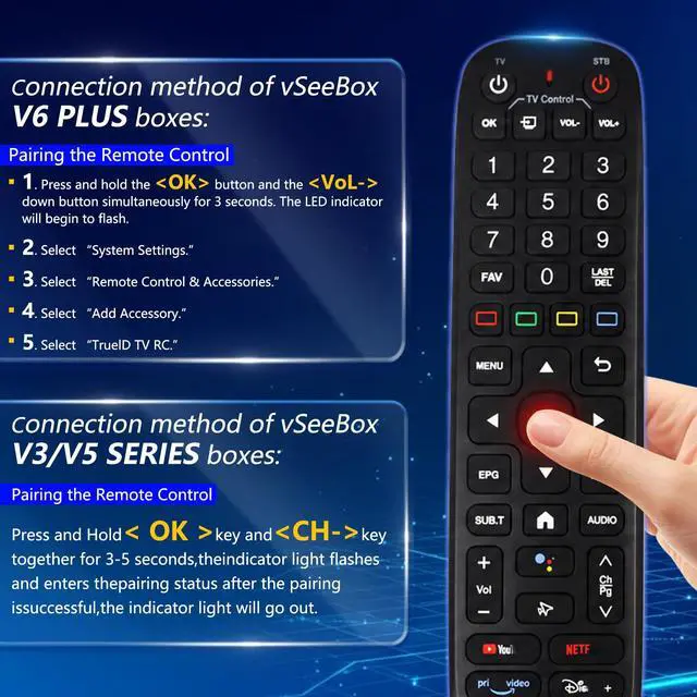 Alt view image 7 of 7 - New Backlight V6 Plus Voice Remote Control, Compatible with vSeeBox V6 Plus Intelligent Bluetooth Voice Remote Control