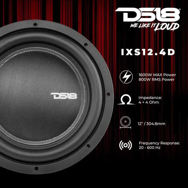 Alt view image 2 of 7 - IXS10.4D Shallow Car Subwoofer - 10" 1000W MAX Power, 500W RMS, Dual Voice Coil, 4+4 Ohms Impedance (1 Speaker)